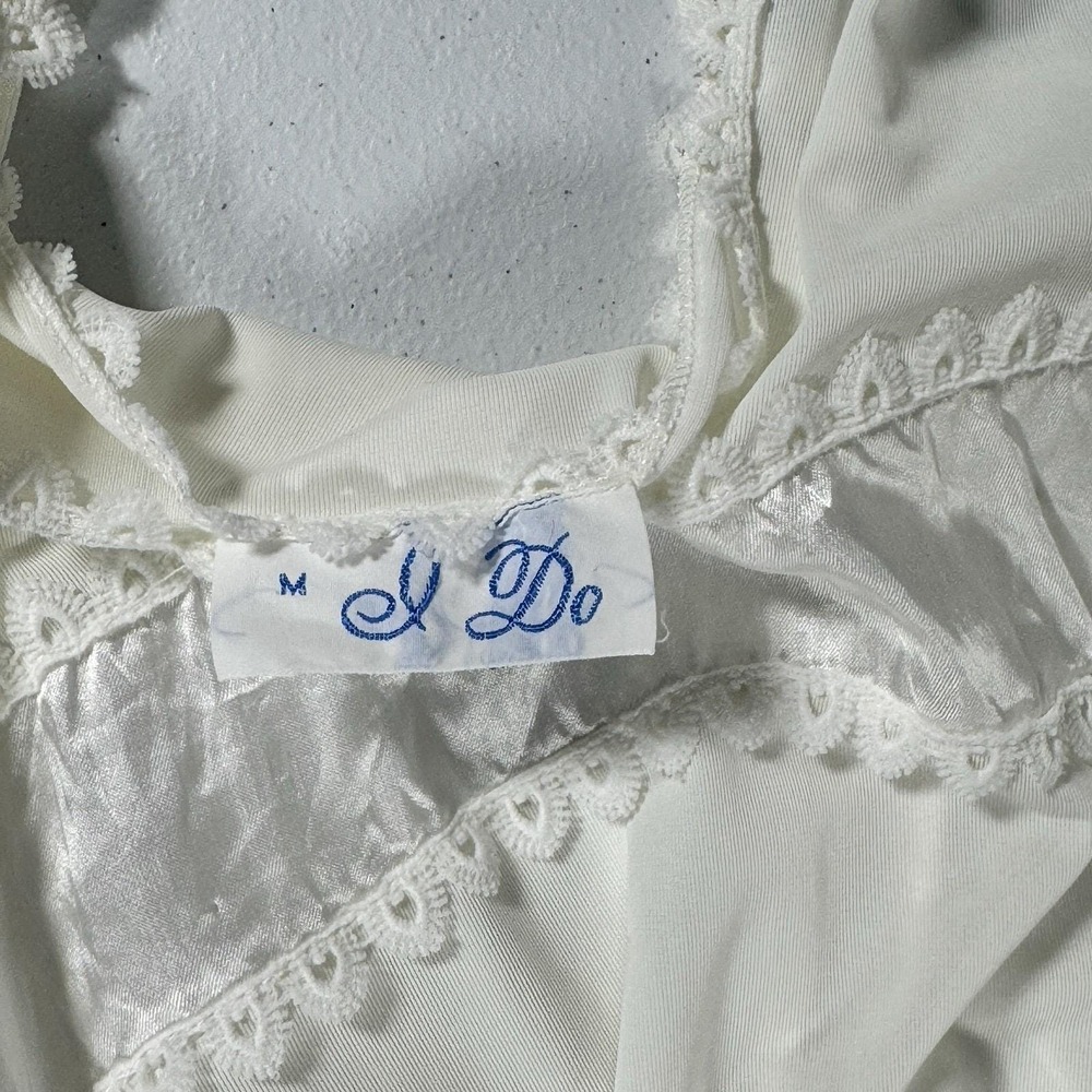 Vintage I Do Union Made Peignoir Set Ivory Robe Nightgown Bridal Lingerie M - Picture 8 of 15